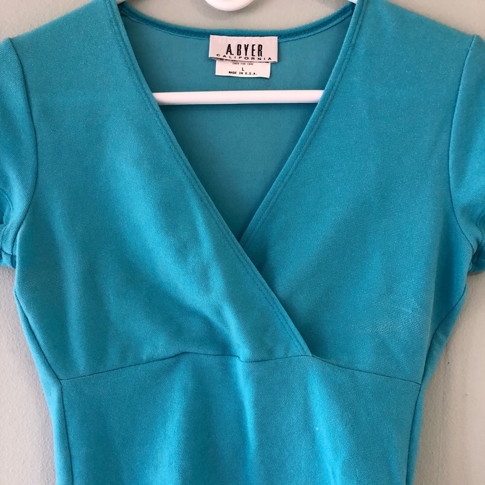 Blue stretchy junior L top
